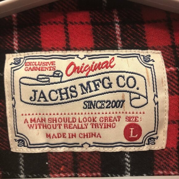 Jachs Red Black Plaid Flannel Shirt Large - Picture 7 of 7
